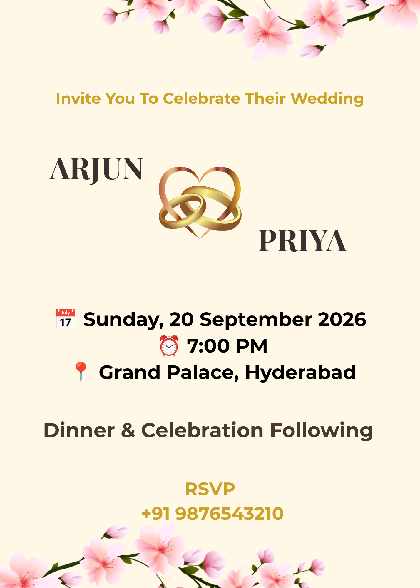 English wedding invitation